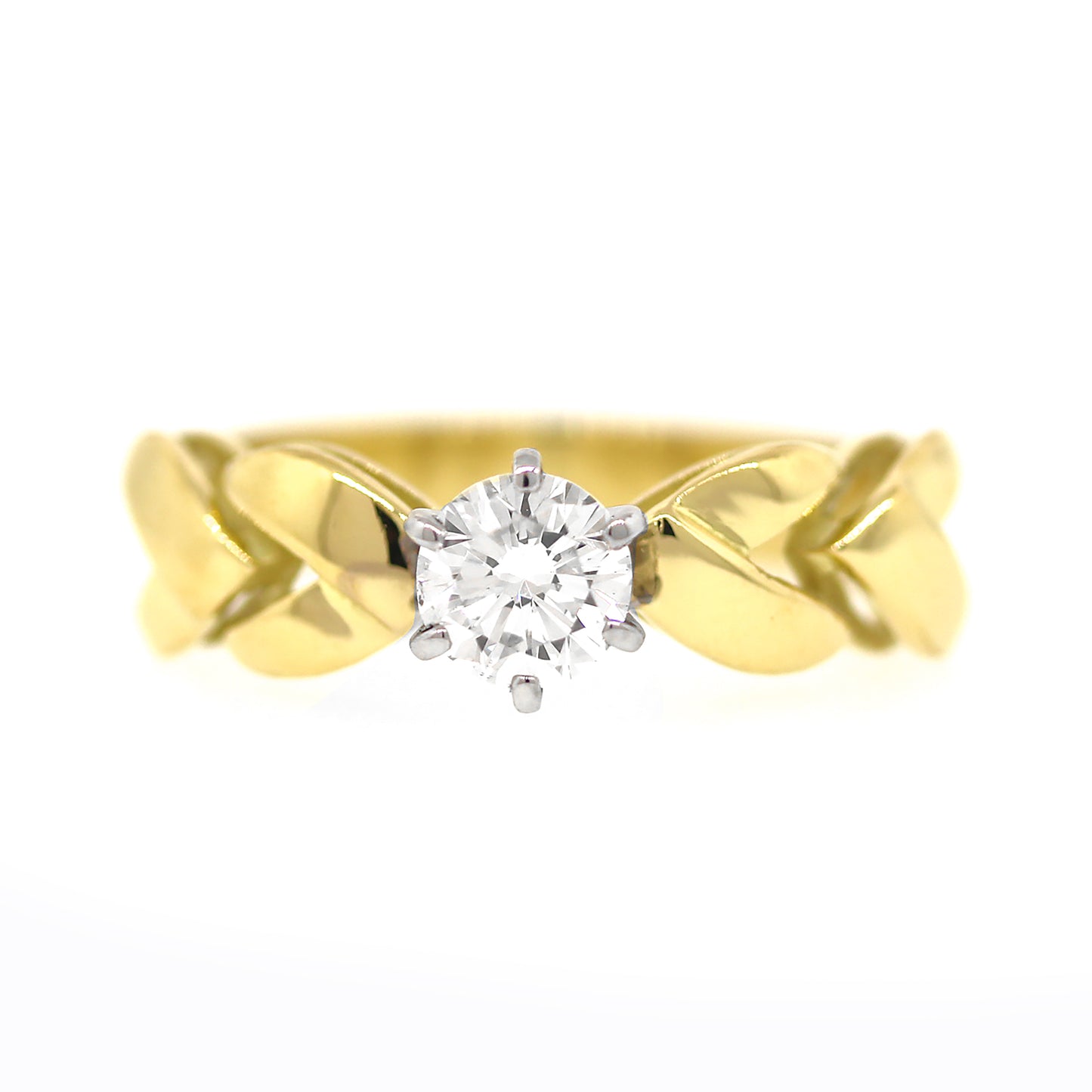 Retro Diamond Solid Gold Engagement Ring