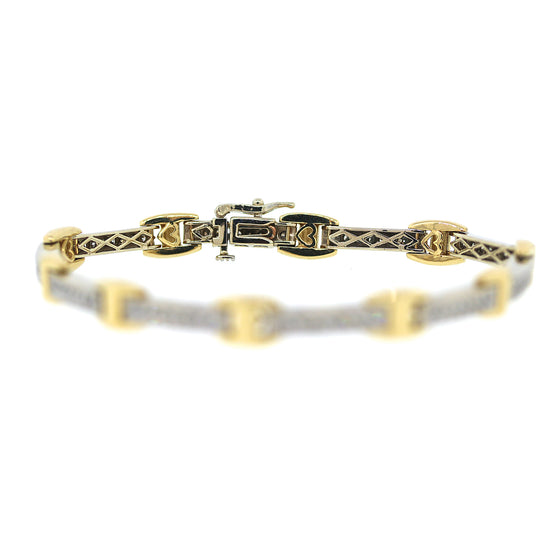 Load image into Gallery viewer, Diamond Bar Bracelet in Two Tone 14k Gold
