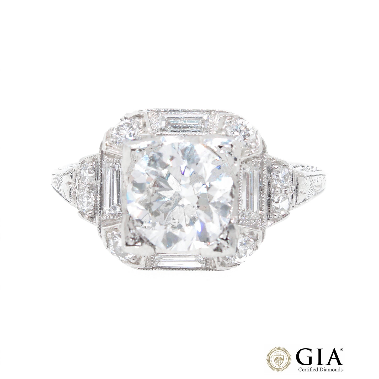 Load image into Gallery viewer, GIA Certified Old European Cut Diamond Engagement Ring Size 7
