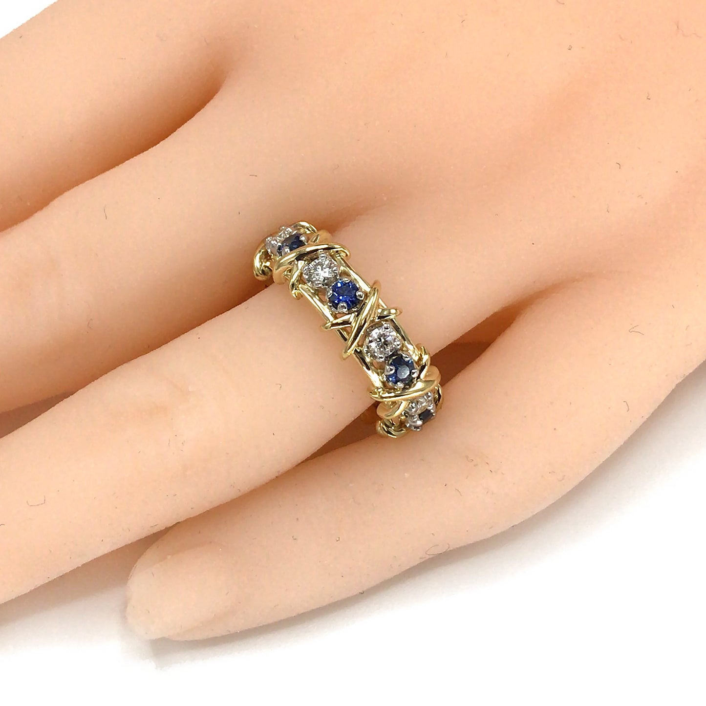 Tiffany and Co. Schlumberger Diamond and Sapphire Eternity Ring