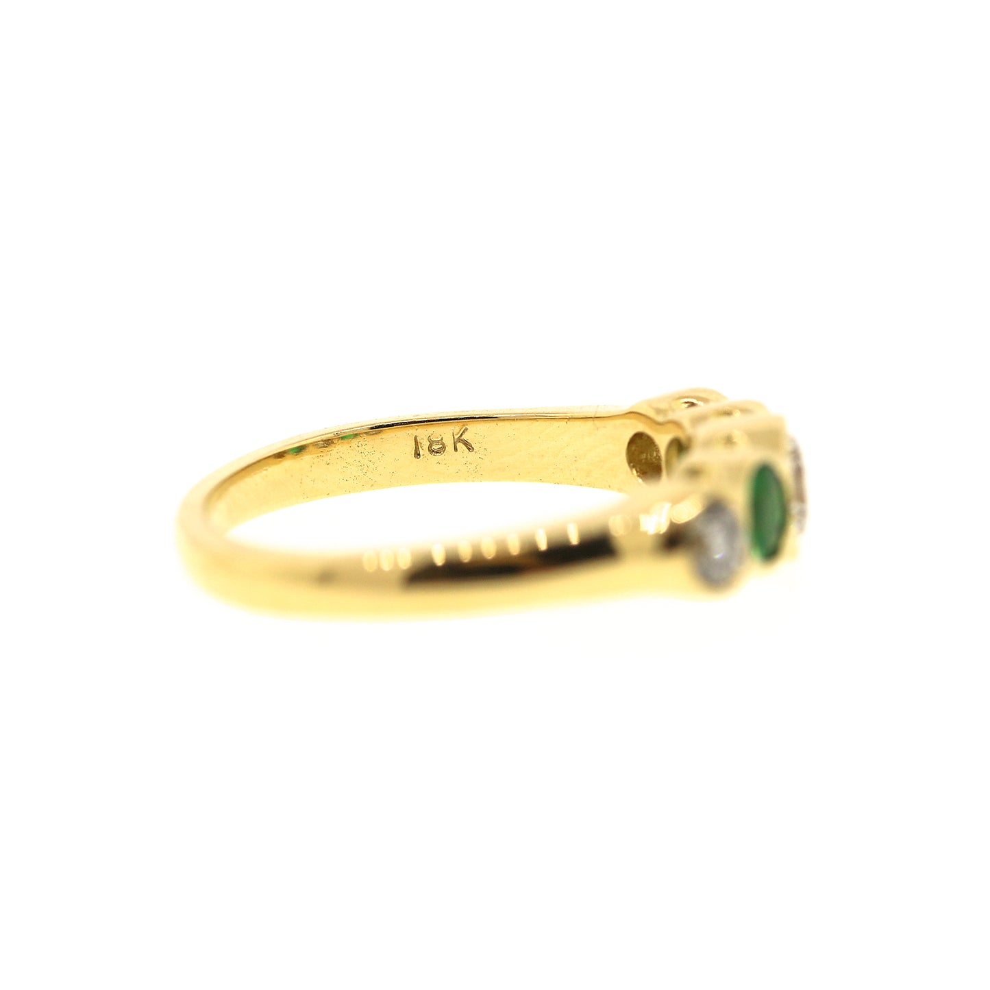 Emerald and Diamond Classic 5 Stone Ring in 18k Gold
