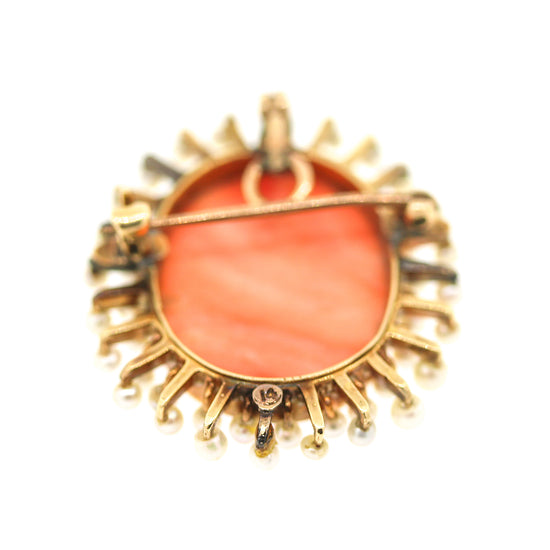 Load image into Gallery viewer, Vintage Coral and Seed Pearl Pendant Pin

