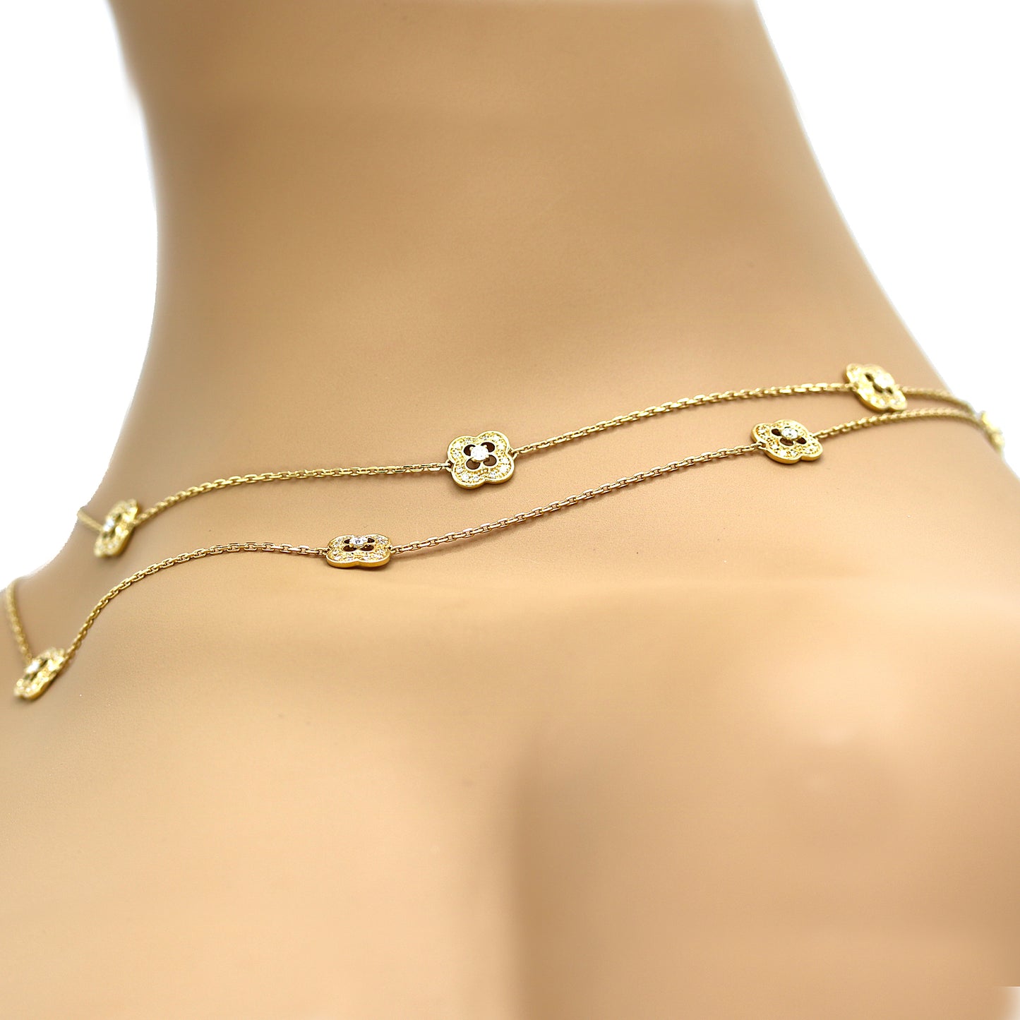 Load image into Gallery viewer, Mauboussin 18K Yellow Gold Diamond Floral Long Necklace
