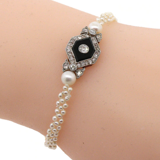 Art Deco Pearl and Diamond Bracelet