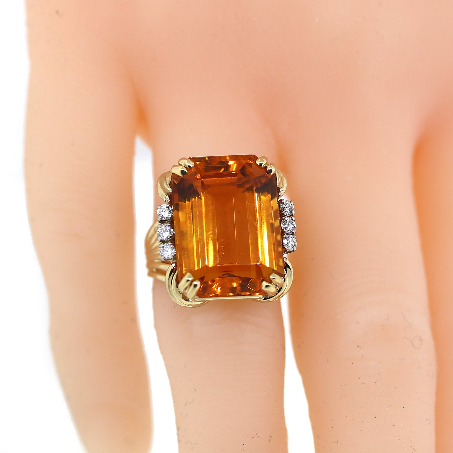 Diamond & Citrine Estate Ring in 14k Gold