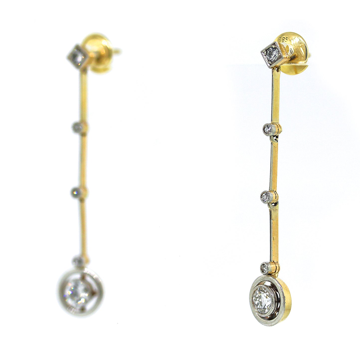 Solid Gold Diamond Drop Earrings