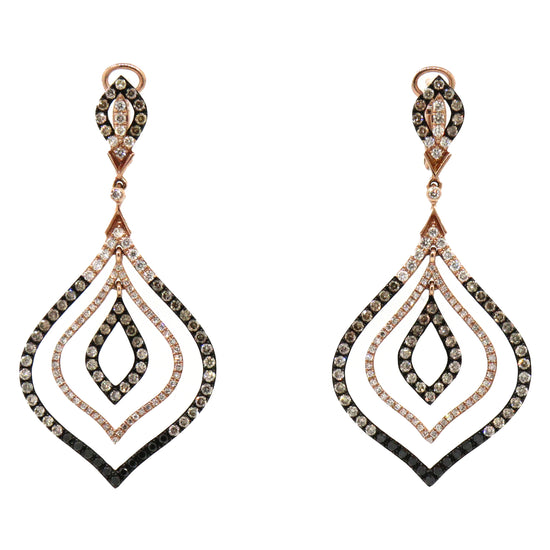Multi-colored Diamond Earrings in 14k Pink Gold