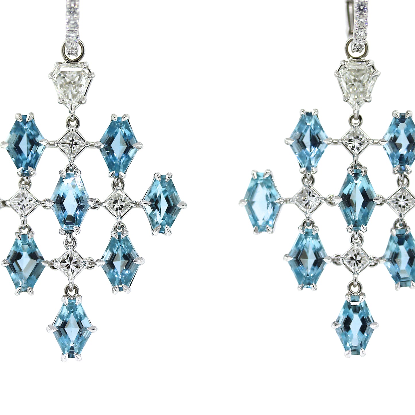 Lugano 18k White Gold Aquamarine and Diamond Earrings