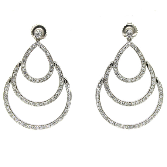 Load image into Gallery viewer, Diamond Triple Hoop Hanging Earrings in 14k White Gold
