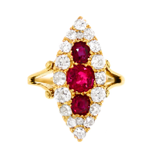 Vintage Burmese Ruby & Diamond Ring
