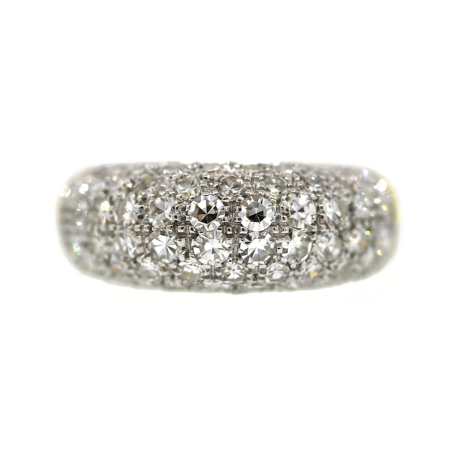 Pave Single Cut Diamond Ring in white & yellow 18k Gold