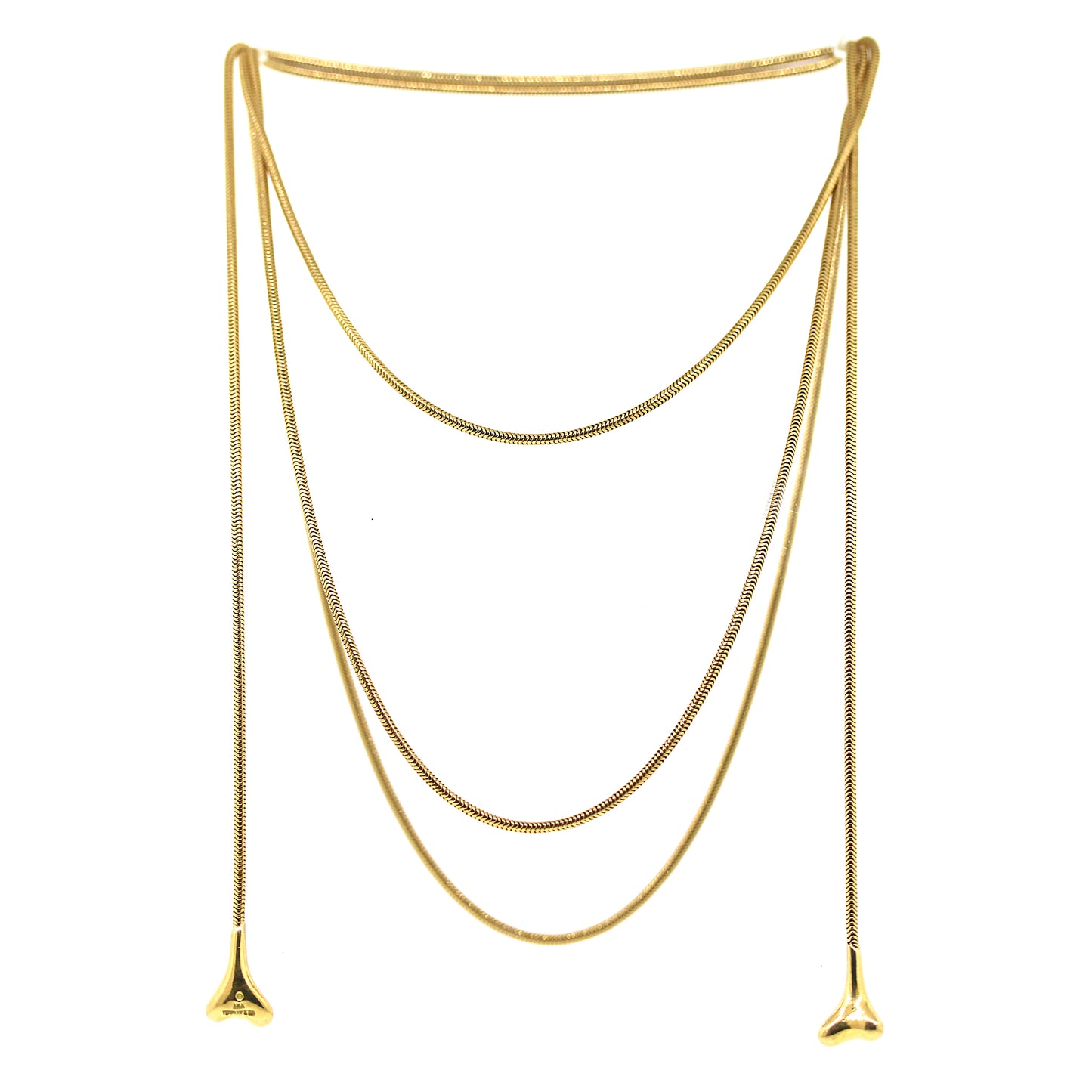 Tiffany and Co. Vintage Bone End Long Lariat Necklace in 18k Yellow Gold