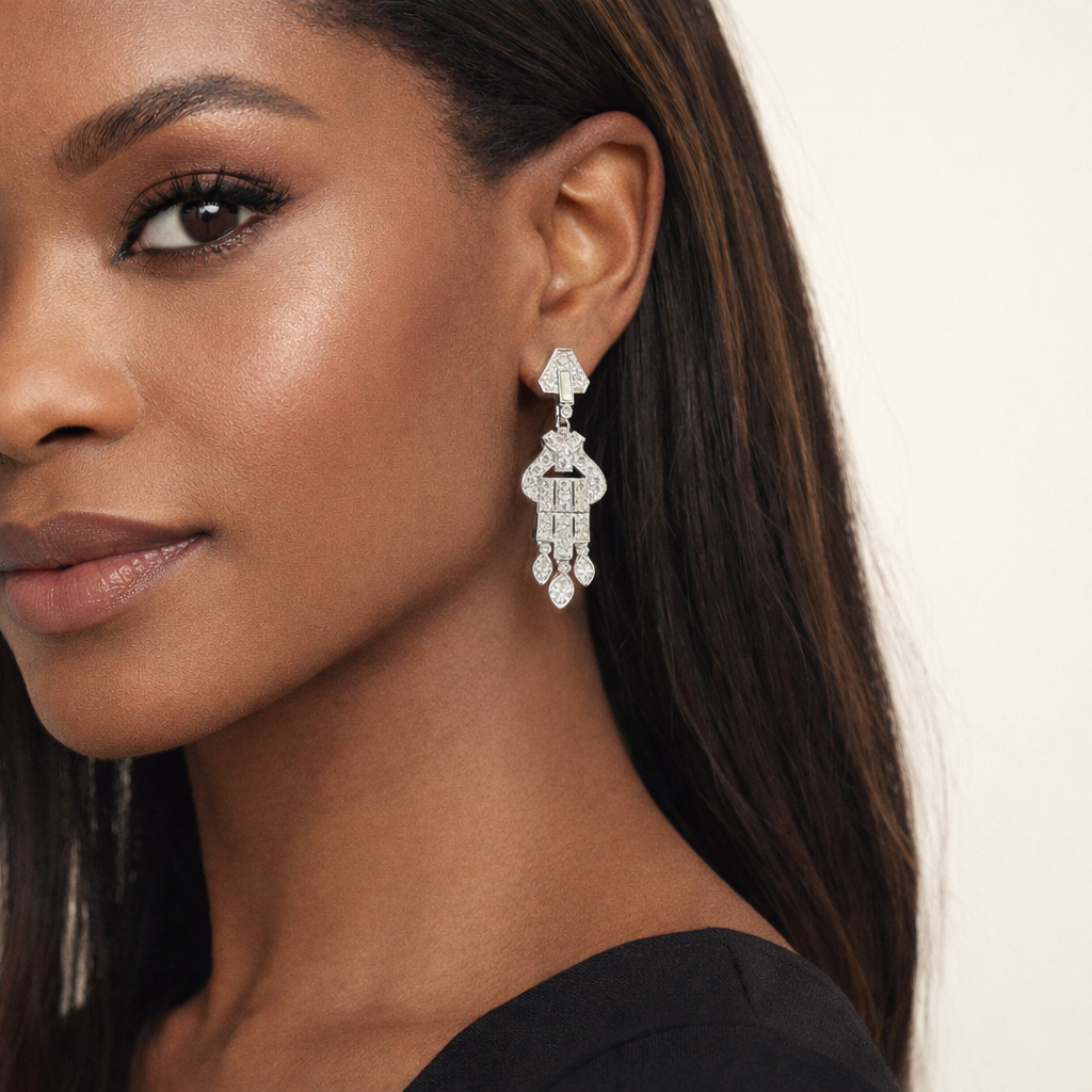 Art Deco Diamond Hanging Earrings