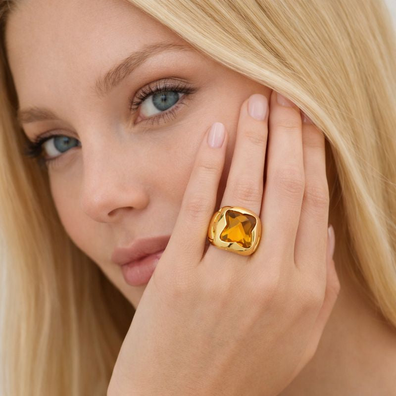 Bvlgari Vintage Pyramide Citrine Puzzle Ring