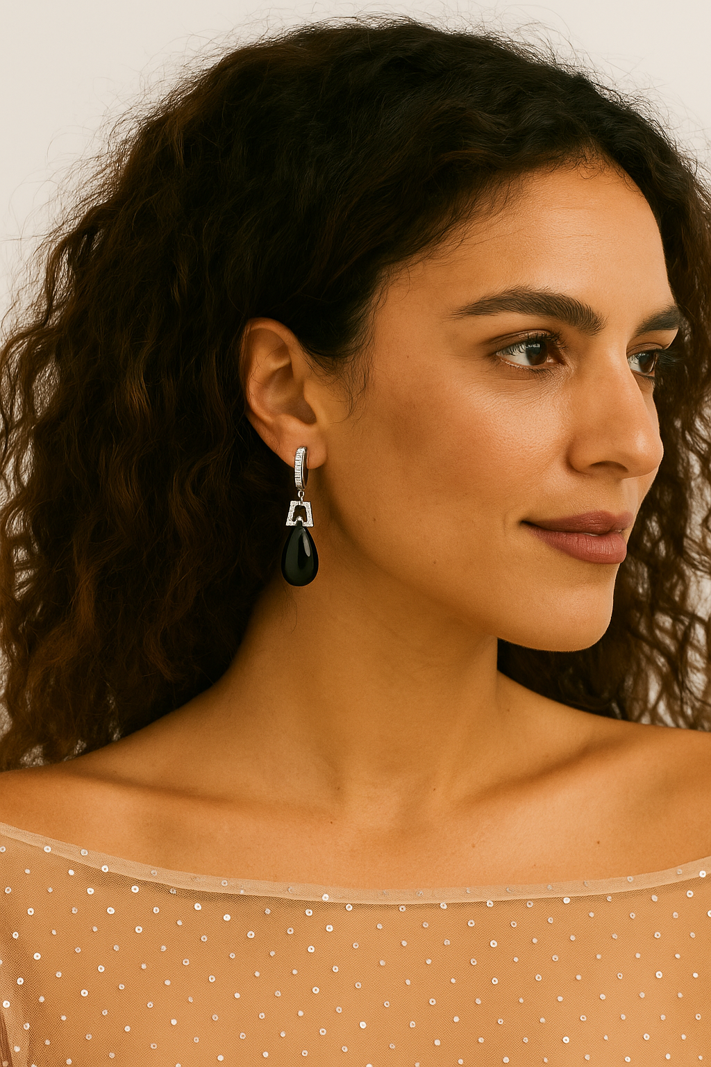 Art Deco Style Onyx and Diamond Dangle Earrings