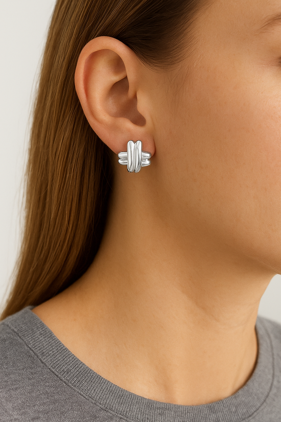 Tiffany and Co. Sterling Silver X Collection Earring Clip-Ons