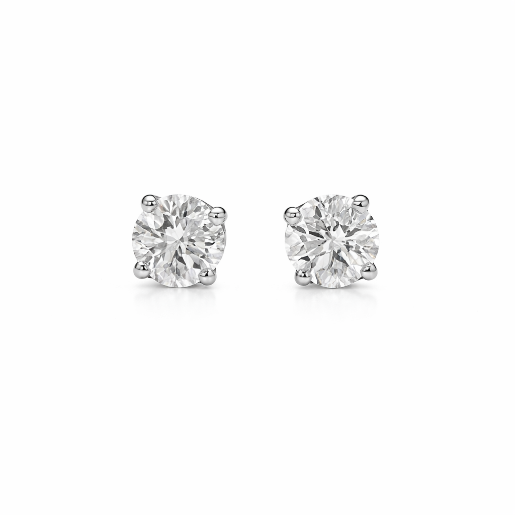  Classic 14k White Gold Diamond Studs Earrings