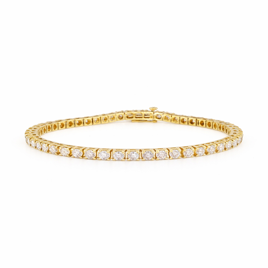 Classic 14k Yellow Gold 4 prong Diamond Eternity Bracelet