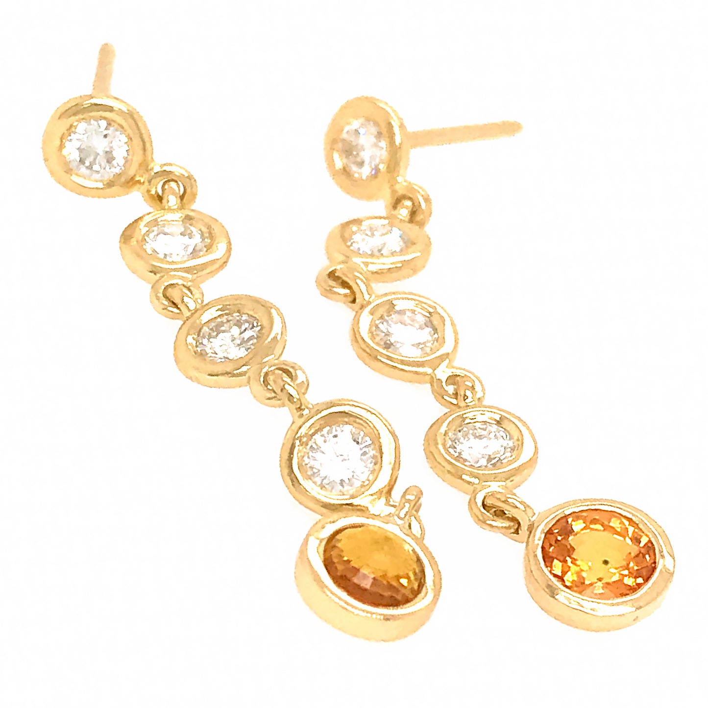 Diamond & Sapphire Drop Earrings in 18K Gold