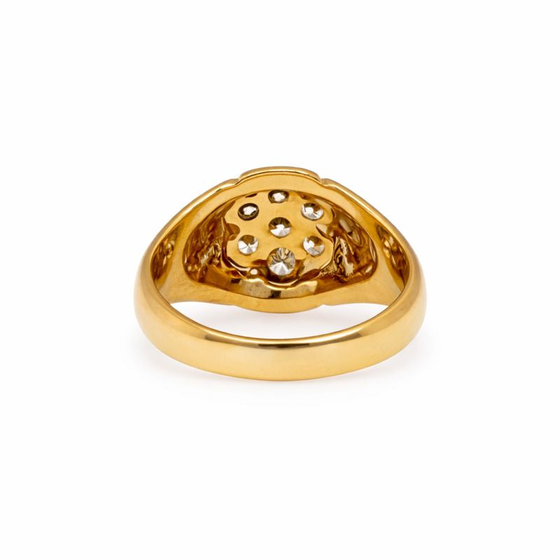 Floral Cluster Diamond 18k Yellow Gold Ring