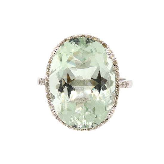 Load image into Gallery viewer, Aquamarine and Diamond 14k White Gold Ring
