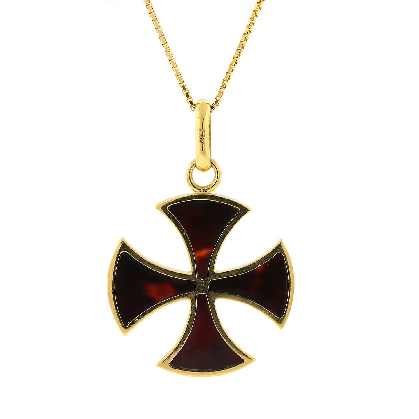 Load image into Gallery viewer, Amber Maltese Cross in 18k Yellow Gold
