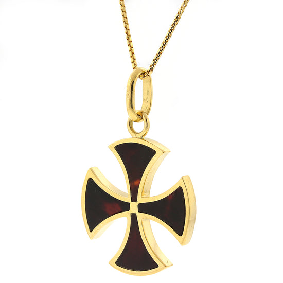 Amber Maltese Cross in 18k Yellow Gold