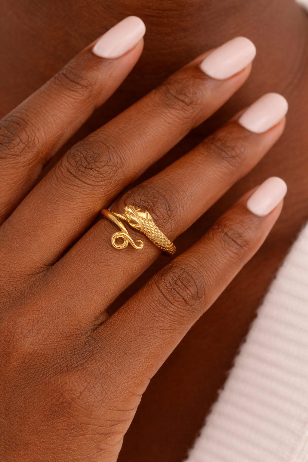 Lalalounis Textured Snake Ring in Yellow Gold