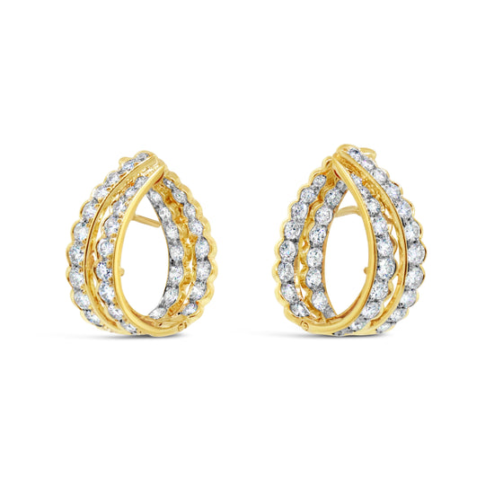 18 kt Yellow Gold Inside-Out Diamond Scalloped Earrings