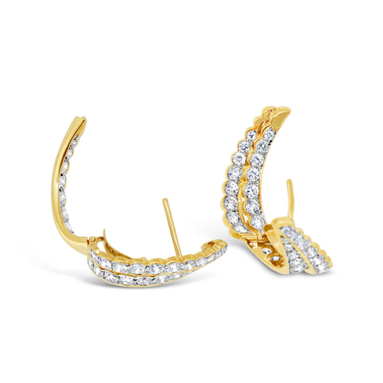 18 kt Yellow Gold Inside-Out Diamond Scalloped Earrings