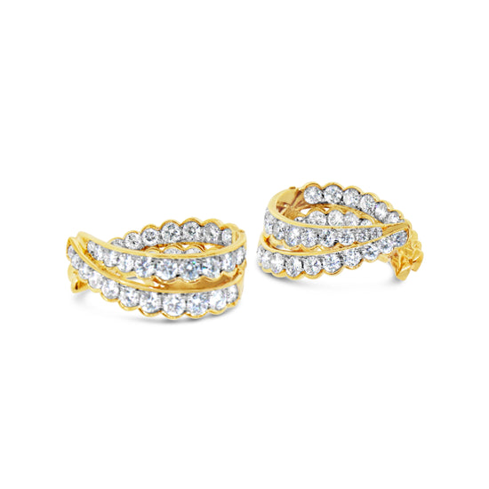 18 kt Yellow Gold Inside-Out Diamond Scalloped Earrings