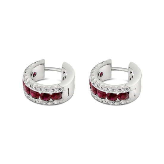 Ruby and Diamond Hoop Earrings