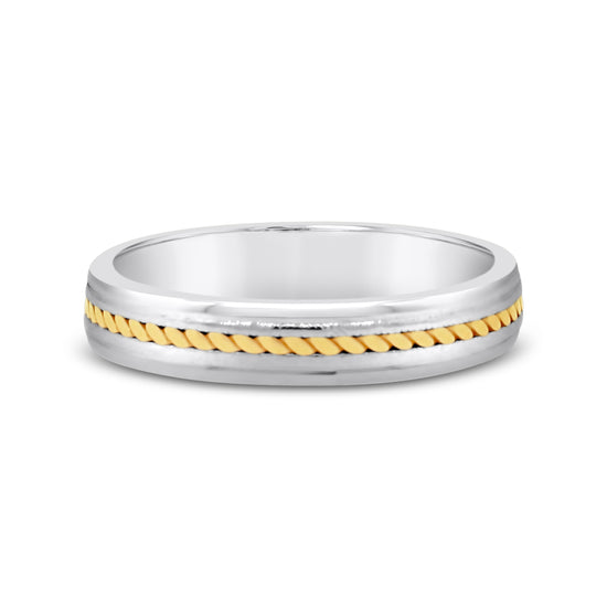 Two-tone platinum and 18k Yellow Gold Wedding Band Ring