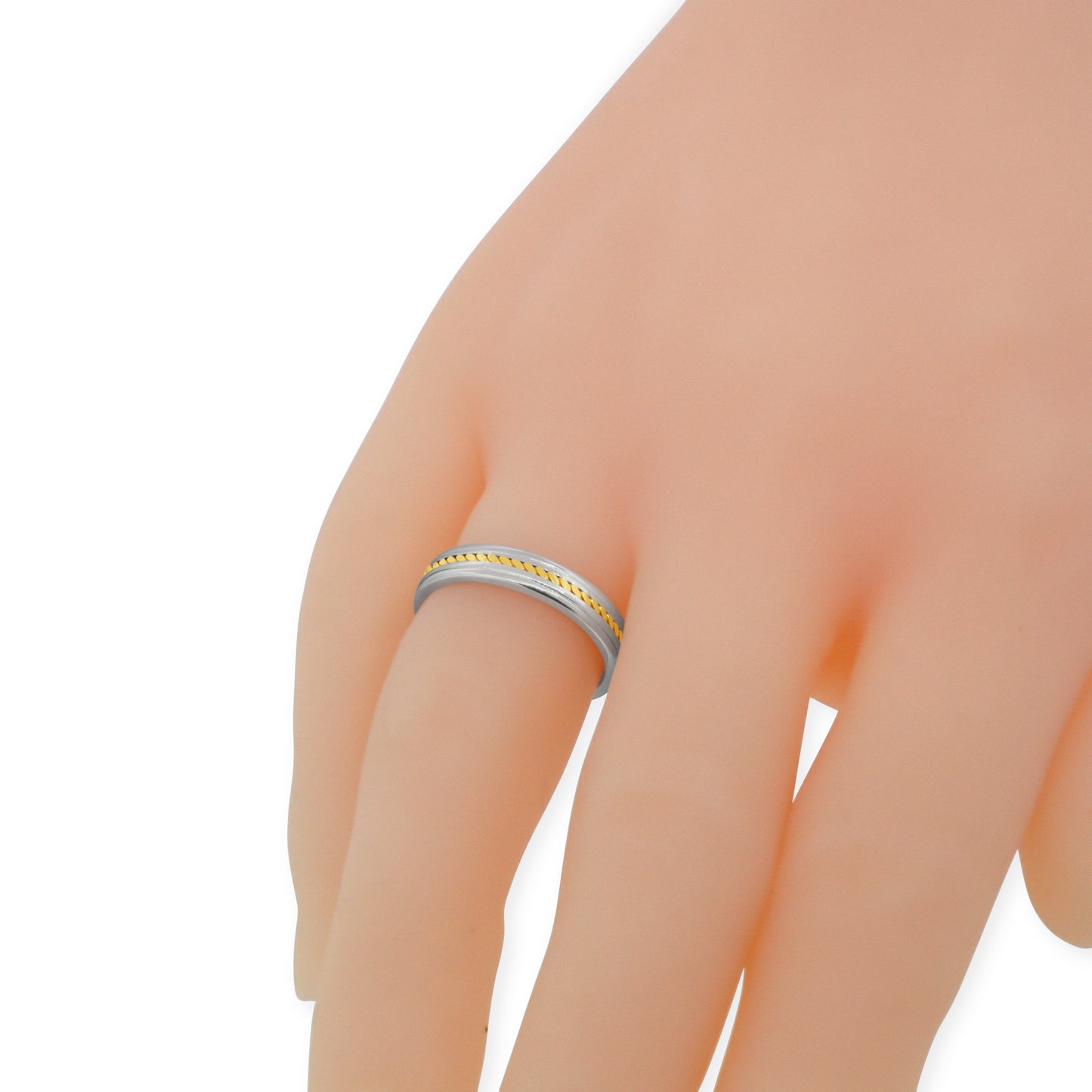 Two-tone platinum and 18k Yellow Gold Wedding Band Ring