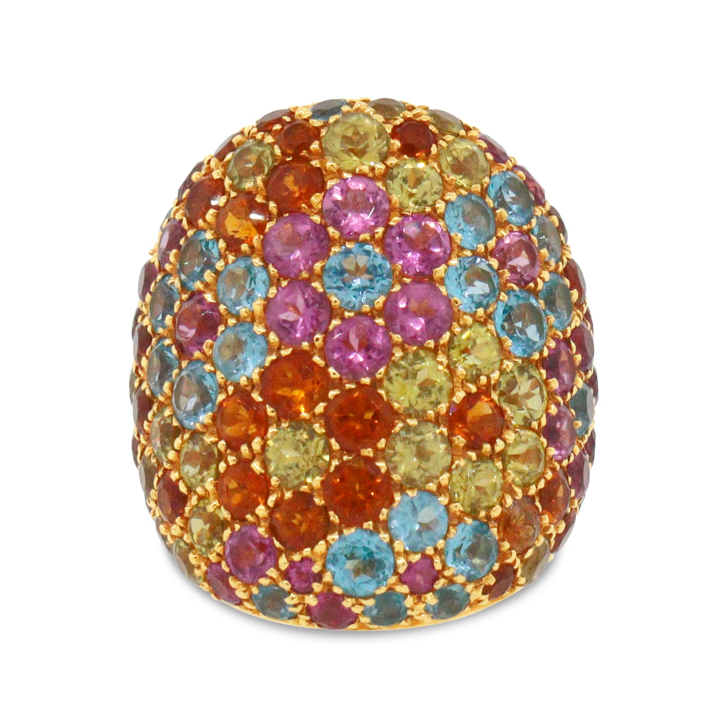 Pasquale Bruni Multicolor Gemstones 18k Yellow Gold Dome Ring