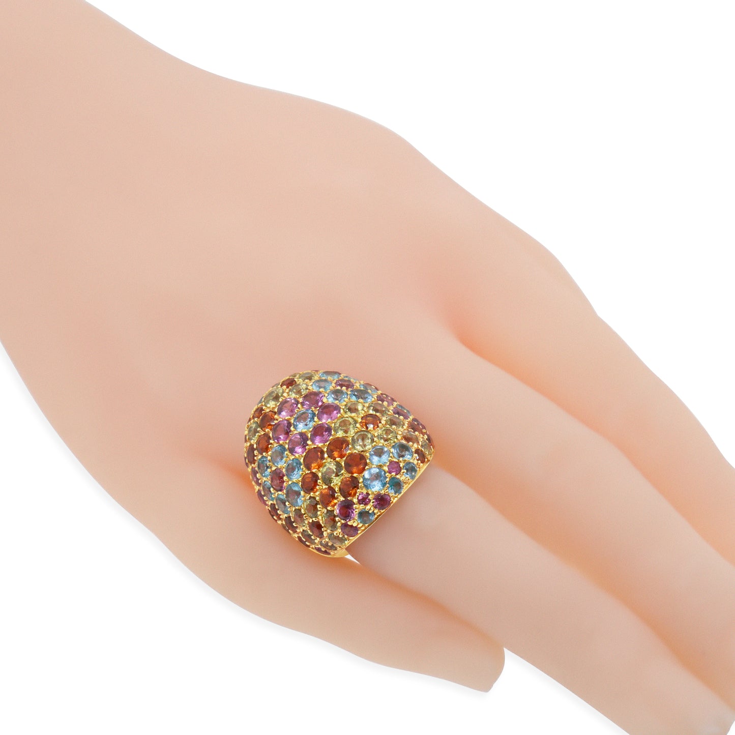 Pasquale Bruni Multicolor Gemstones 18k Yellow Gold Dome Ring