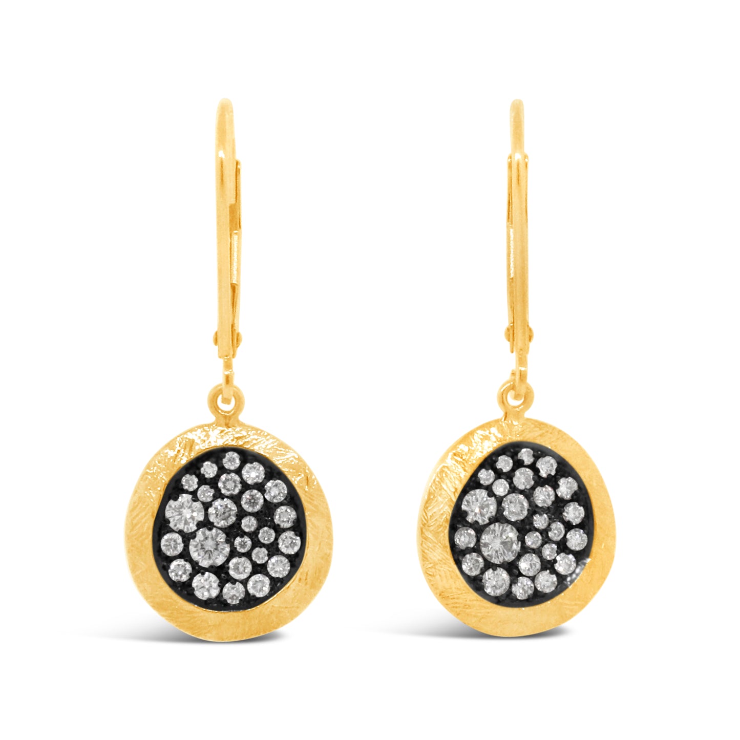 18k Yellow Gold Diamond Disc Inset Earrings