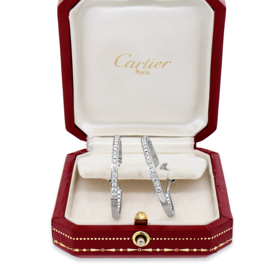 Cartier 18k White Gold Inside-Out Diamond Hoop Earrings