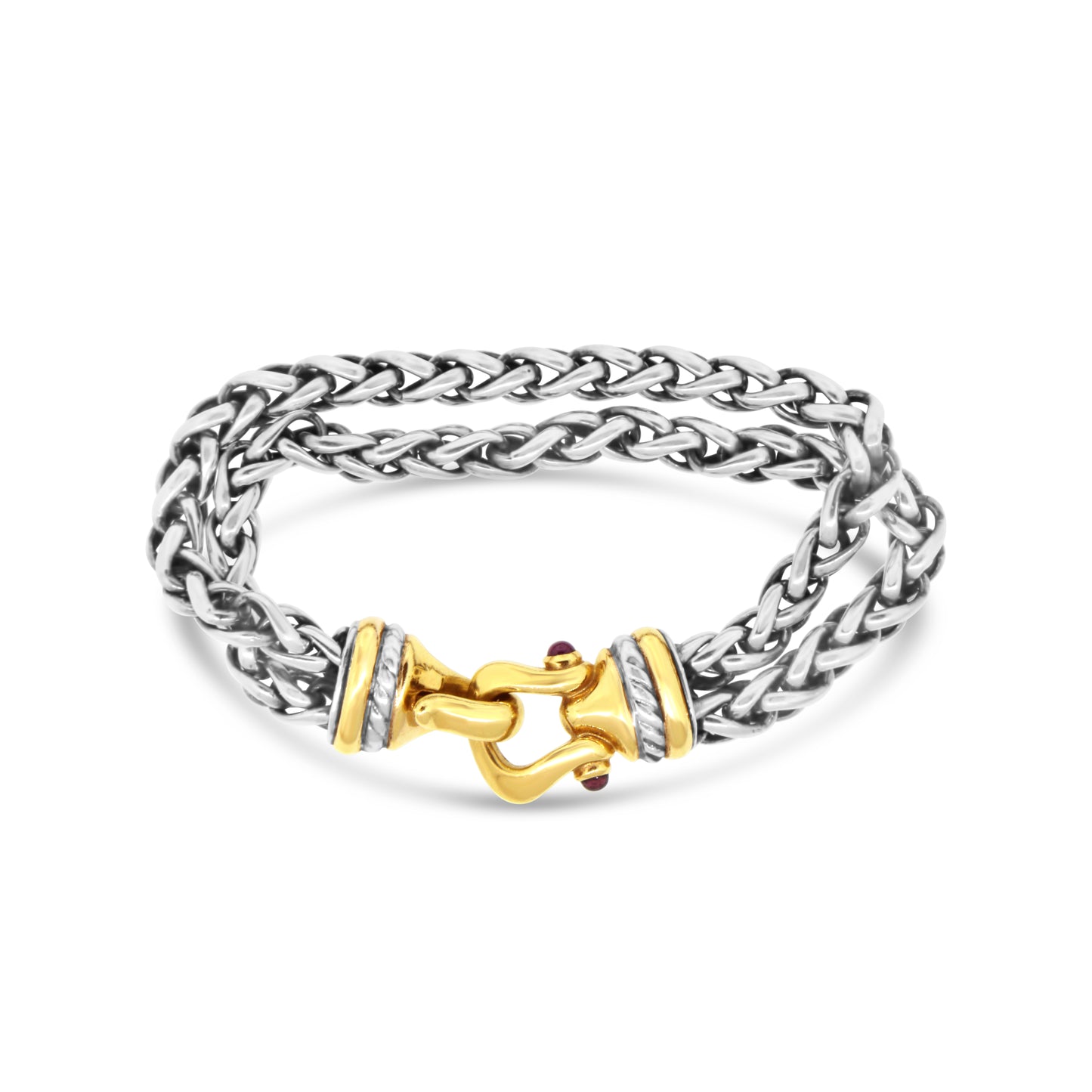 David Yurman Double Wheat Garnet Buckle Bracelet