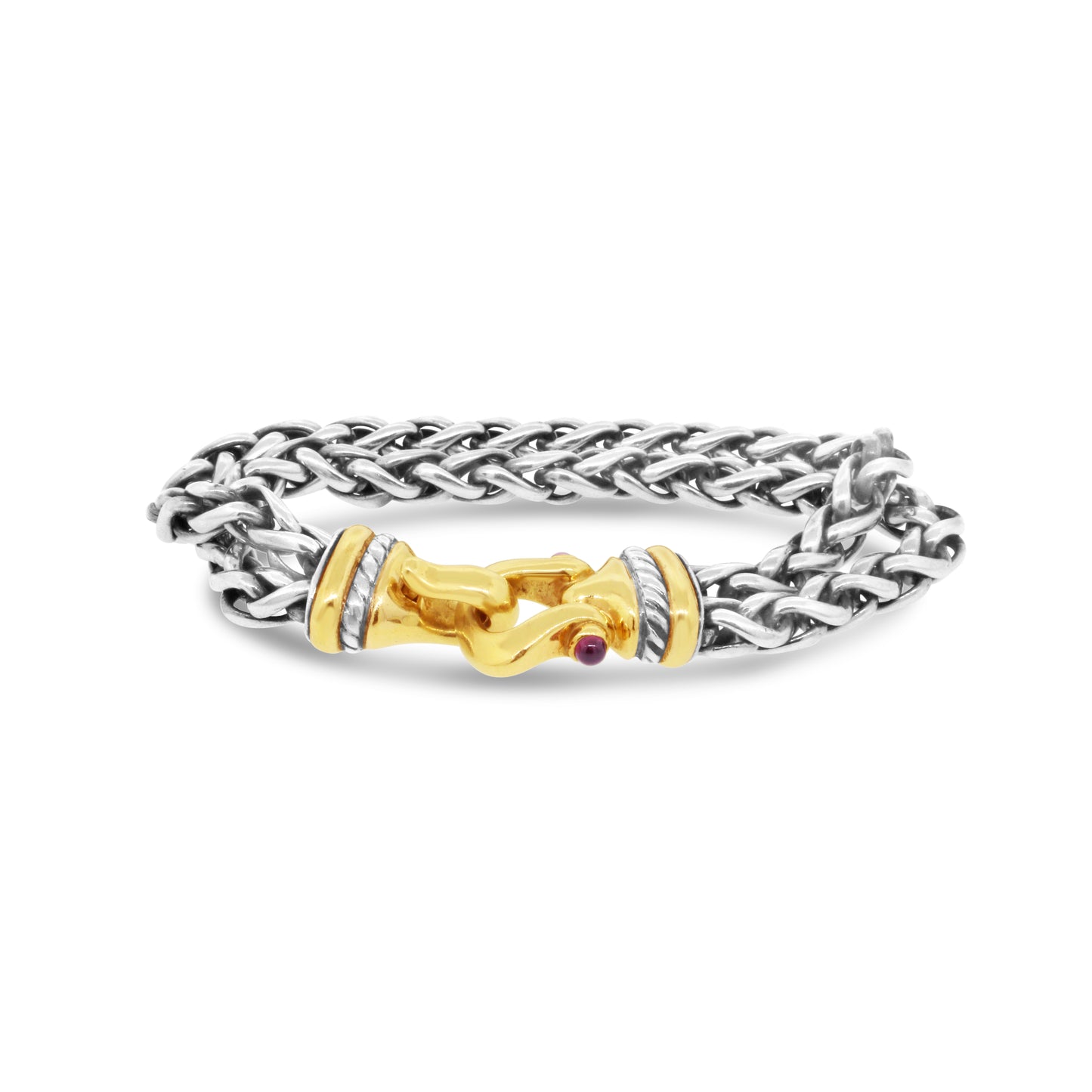 David Yurman Double Wheat Garnet Buckle Bracelet