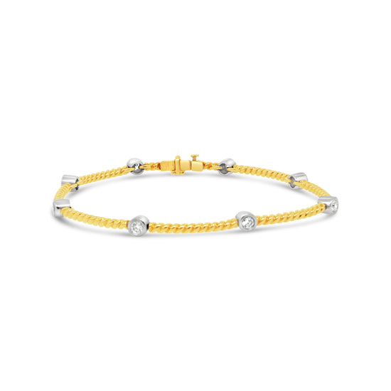 18k Yellow Gold Bezel Set Diamond Bracelet