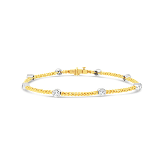 18k Yellow Gold Bezel Set Diamond Bracelet