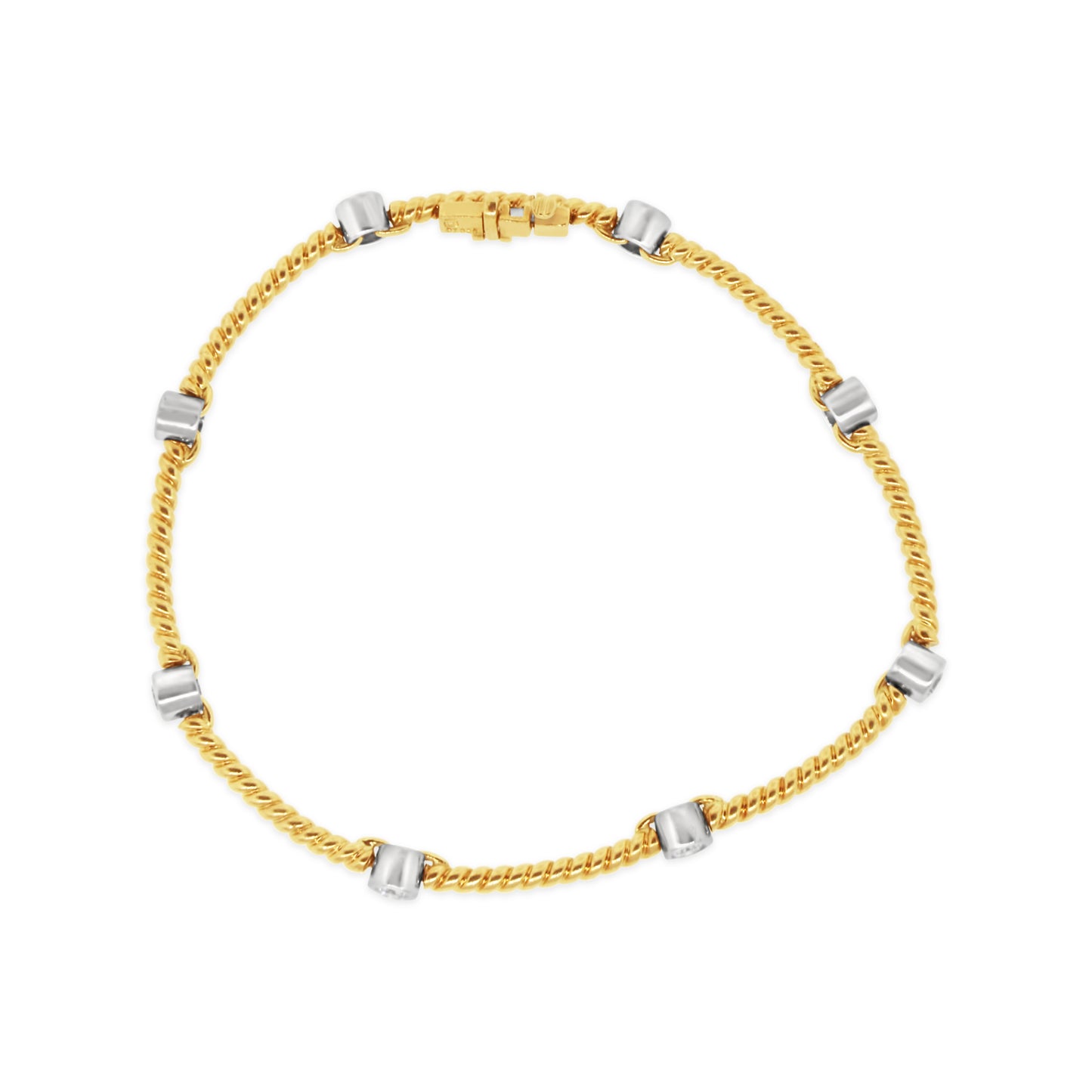 18k Yellow Gold Bezel Set Diamond Bracelet