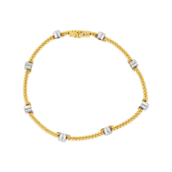 18k Yellow Gold Bezel Set Diamond Bracelet