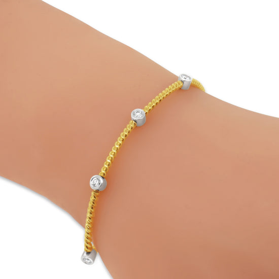 18k Yellow Gold Bezel Set Diamond Bracelet