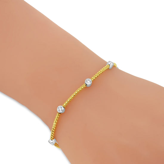 18k Yellow Gold Bezel Set Diamond Bracelet