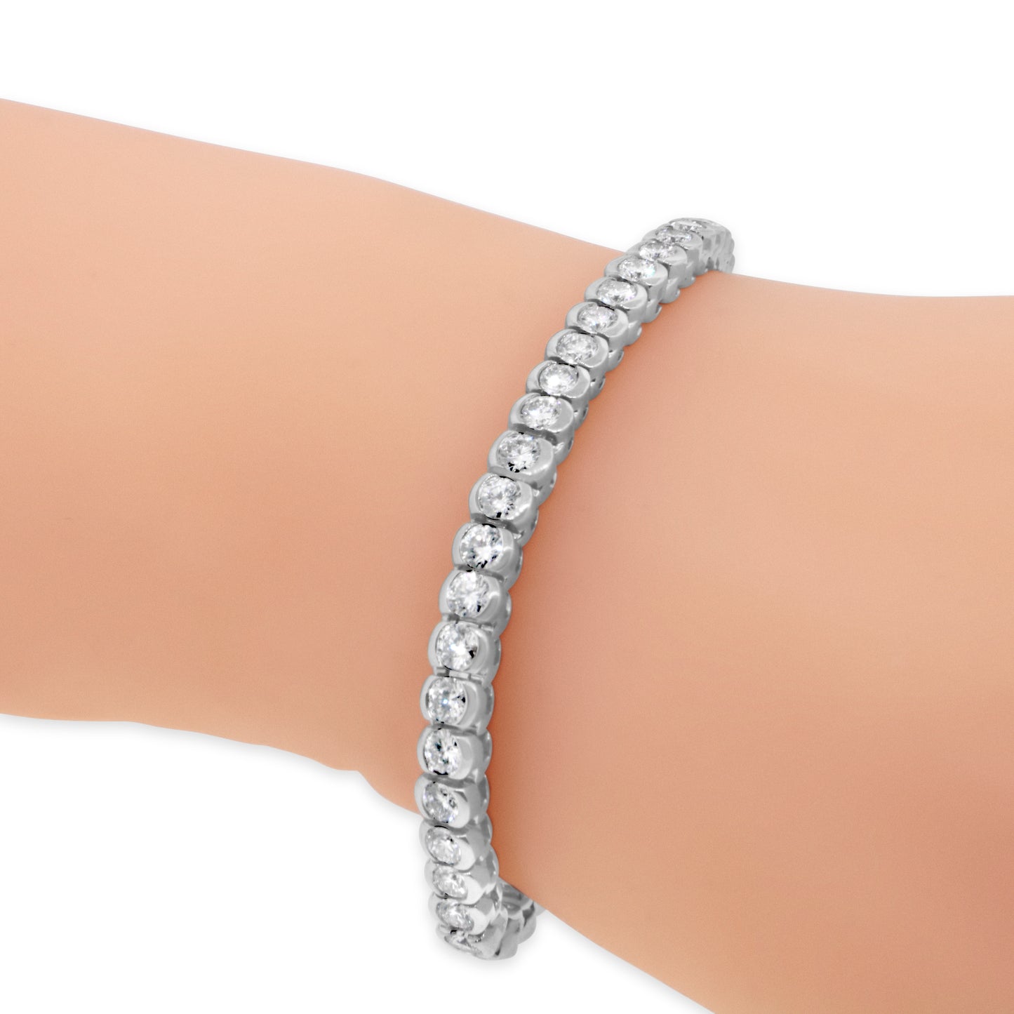 14kt White Gold Diamond Bezel Tennis Bracelet