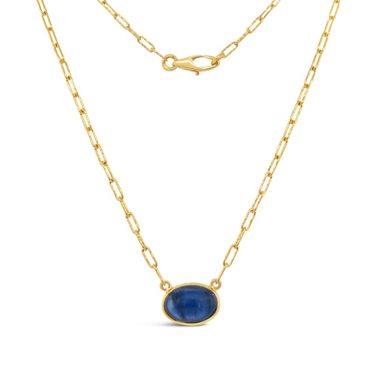 18kt Yellow Gold Cabochon Sapphire  Pendant Necklace