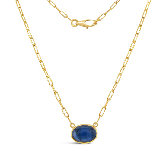 18kt Yellow Gold Cabochon Sapphire  Pendant Necklace