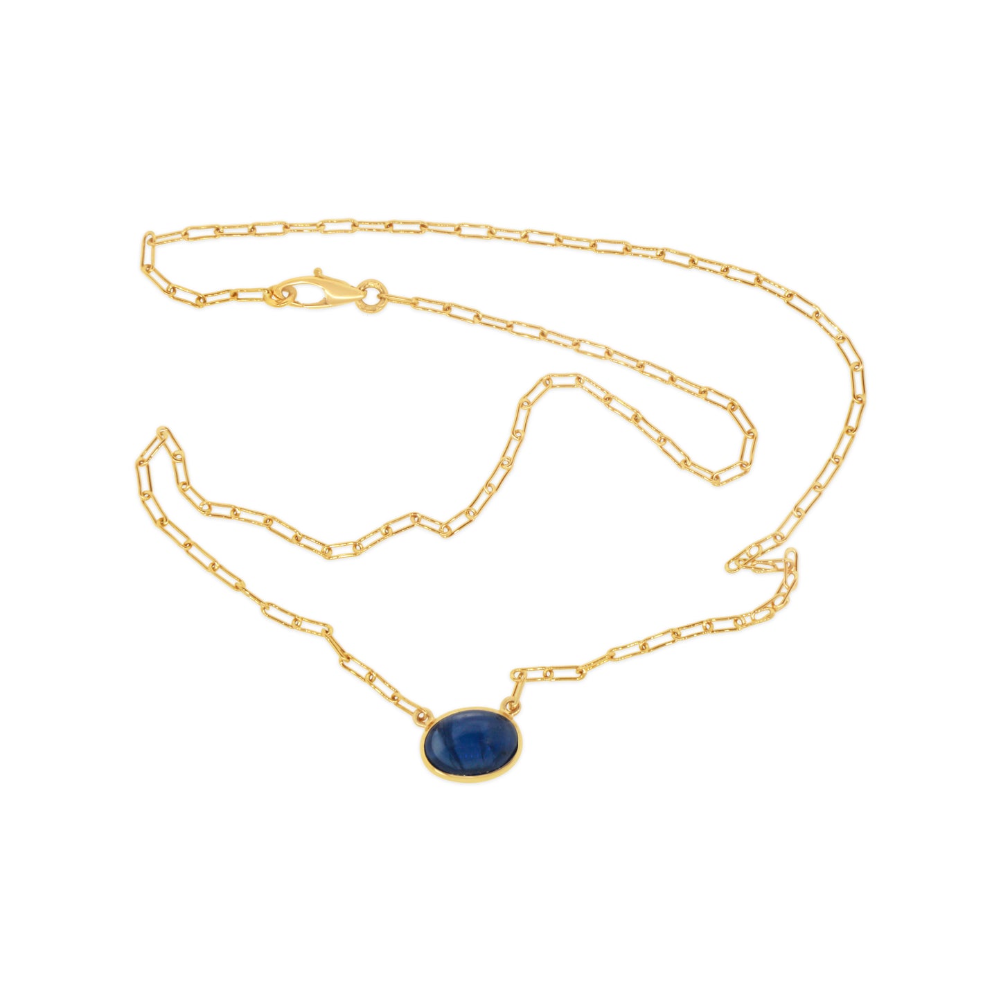 18kt Yellow Gold Cabochon Sapphire  Pendant Necklace